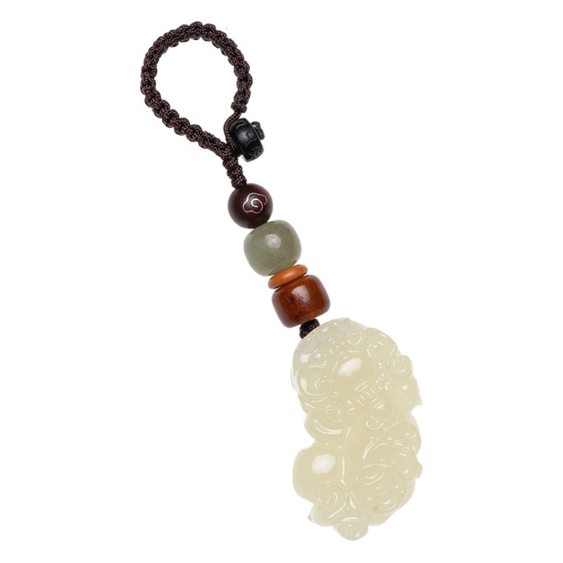Natural Afghan Men's Jade Pendant Creative Gift Jade Overlord Pixiu Car Keychain Men's Car Key Pendant