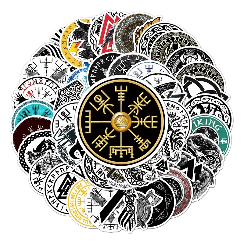 50 Viking Pirates Graffiti Personality Cross Border Waterproof Film DIY Laptop Skateboard Luggage Stickers