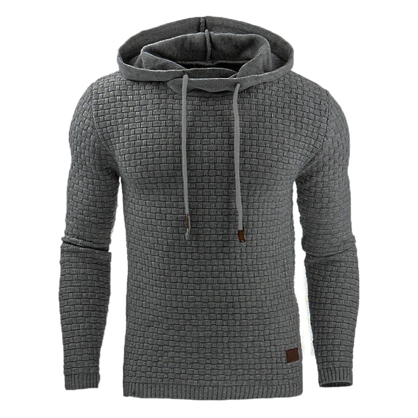 2018 autumn and winter new European and American men's jacquard sweater long sleeve hoodie warm color hooded sweatshirt jacket