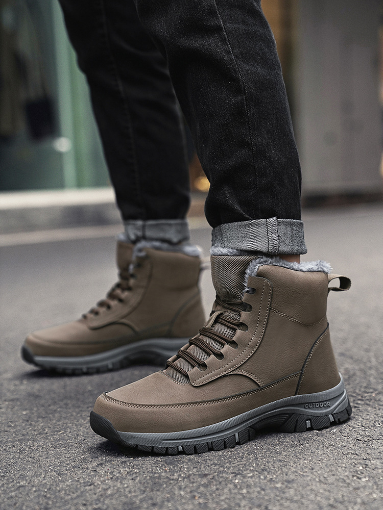 Men's Cotton Shoes Winter Snow Boots Men's Mountaineering Shoes fleece-lined Thickened Warm High-top Thickened Men's Shoes Northeast Cotton Boots