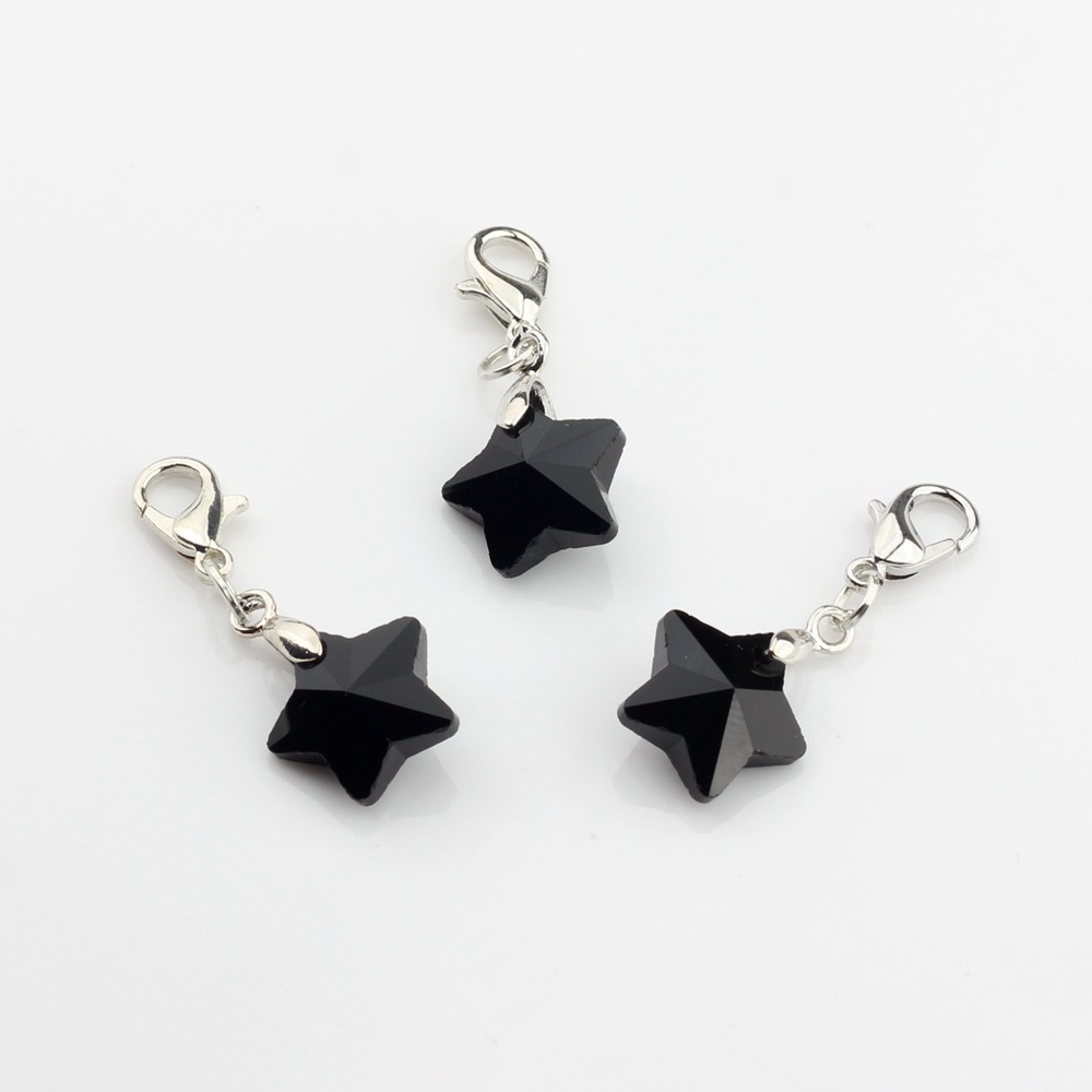 Picture of Crystal bead five-pointed star hanging lobster clasp pendant handmade children's student pencil star Small pendant ornaments