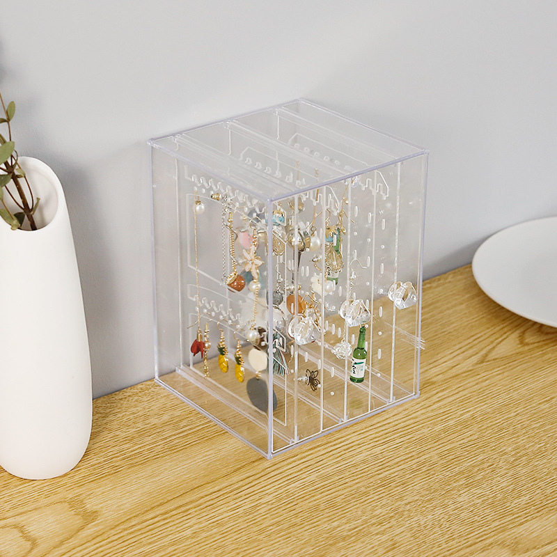 Picture of Earrings Finishing Jewelry Necklace Box Acrylic Earrings Jewelry Dust-proof Hanger Japanese-style Transparent Earrings Storage Box
