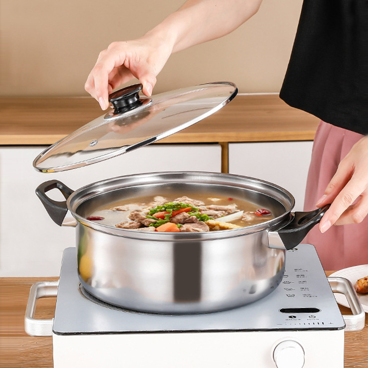 Picture of Cross-border Thickened Stainless Steel Set Pot Milk Pot Soup Pot Frying Pan with Kettle 12 Piece Set Kitchen Cooking Pot suit