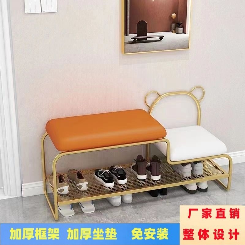 Nordic Entry Door Shoe Changing Stool and Shoe Cabinet Integrated Home Entrance Simple Modern Soft Cushion Children's Shoe Changing Stool