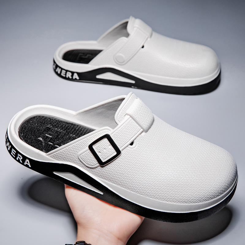 Men's Half Slippers Baotou Bucken Slippers Men's Summer Outwear Fashion Sandals Men's Student Lazy Shoes Platform Sandals