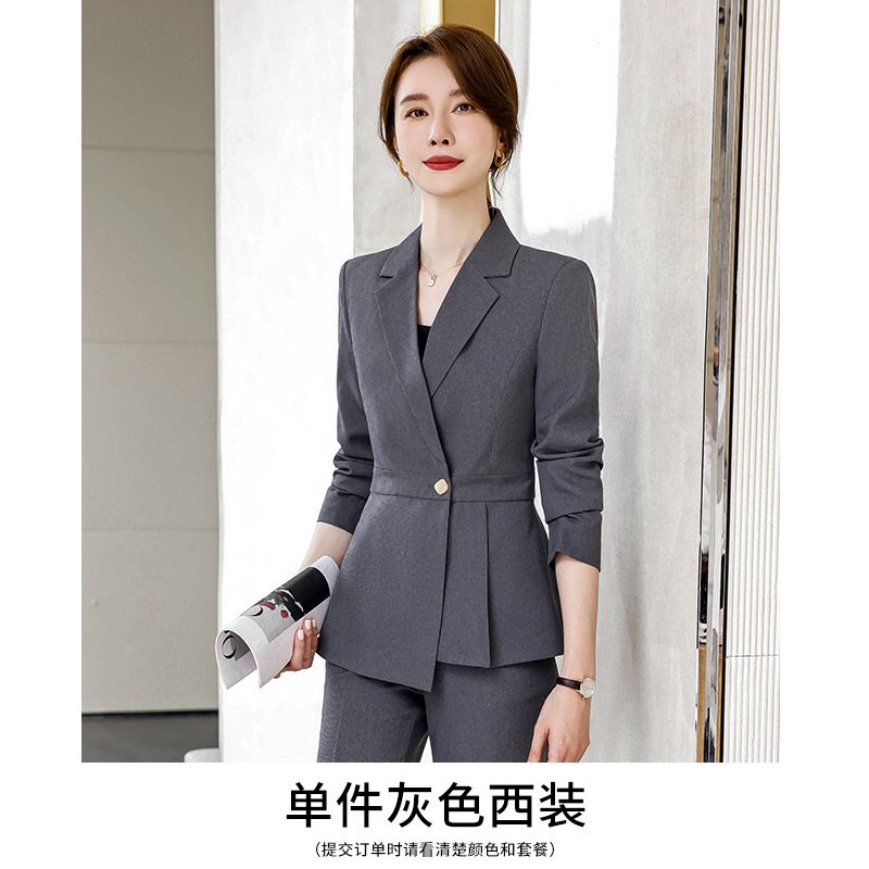 Picture of Grey Professional Suit Female Dress Hotel Manager Interview Civil Servant Work Clothes Suit Jacket Female Spring and Autumn