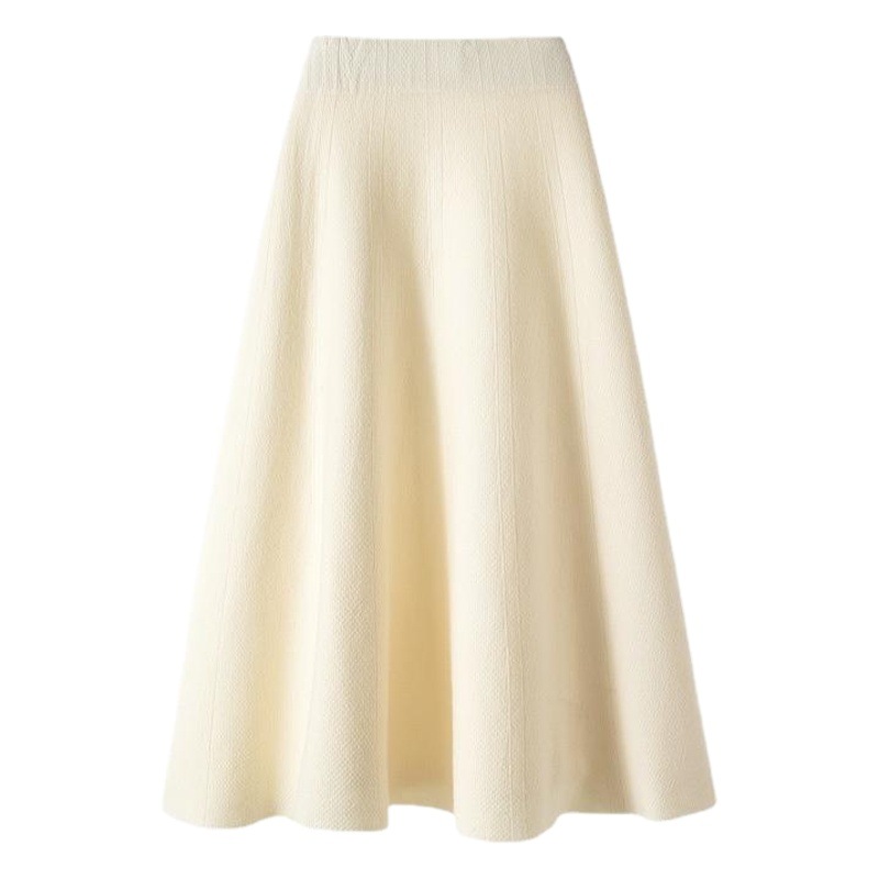 Knitted Pleated Skirt Spring Women's Skirt 2025 New Slim High-Waisted A-Line Large Hem Umbrella Skirt Mid-Length