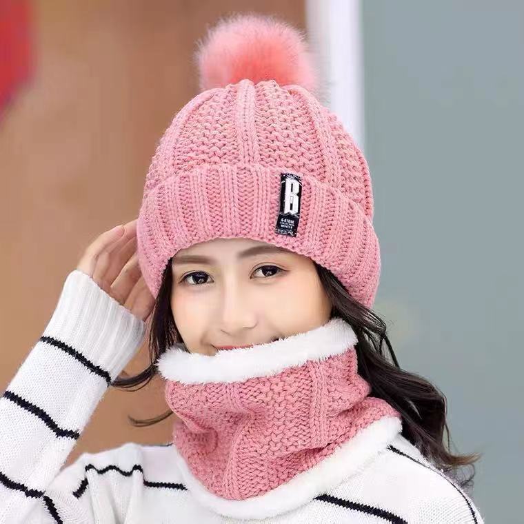 New Style Hat Women's Fleece-lined Warm Wool Hat Cold-proof Korean-style All-match Knitted Hat Winter Cute Knitted Pullover Hat