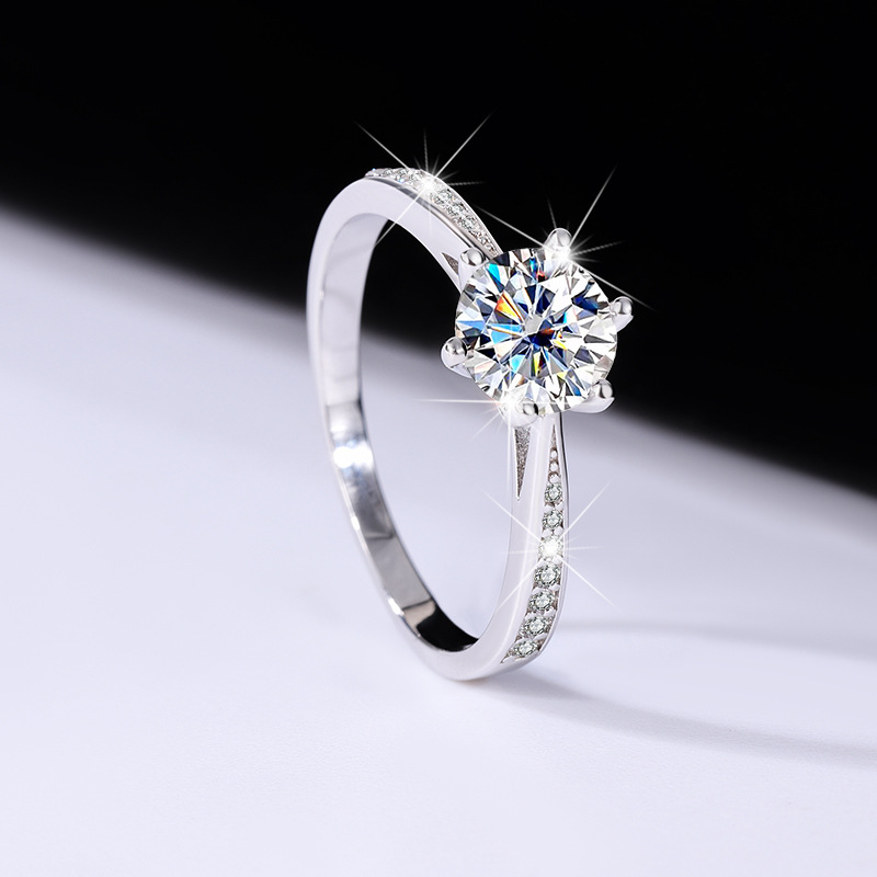 Picture of S925 sterling silver moissanite Korean version of six-claw ring ladies ring six-claw classic crown for wedding ring manufacturers wholesale