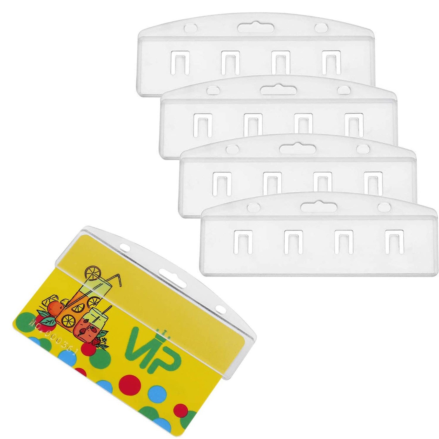Picture of Amazon hot sale in stock semi-cut PS frosted transparent PC card holder ID card holder badge badge holder