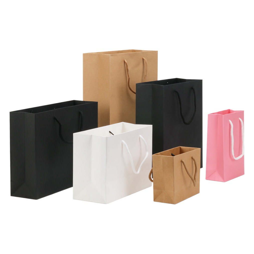 Paper Bag Gift Bag Ready-Made Cowhide Handbag Clothing Hand Bag Blank Gift Bag Advertising Bag Promotional Bag Printing