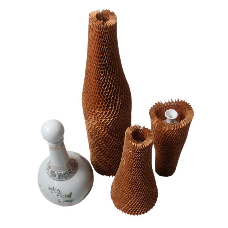 SOURCE Factory red wine packaging glass fragile product buffer Kraft paper three-dimensional protective buffer packaging honeycomb paper cover