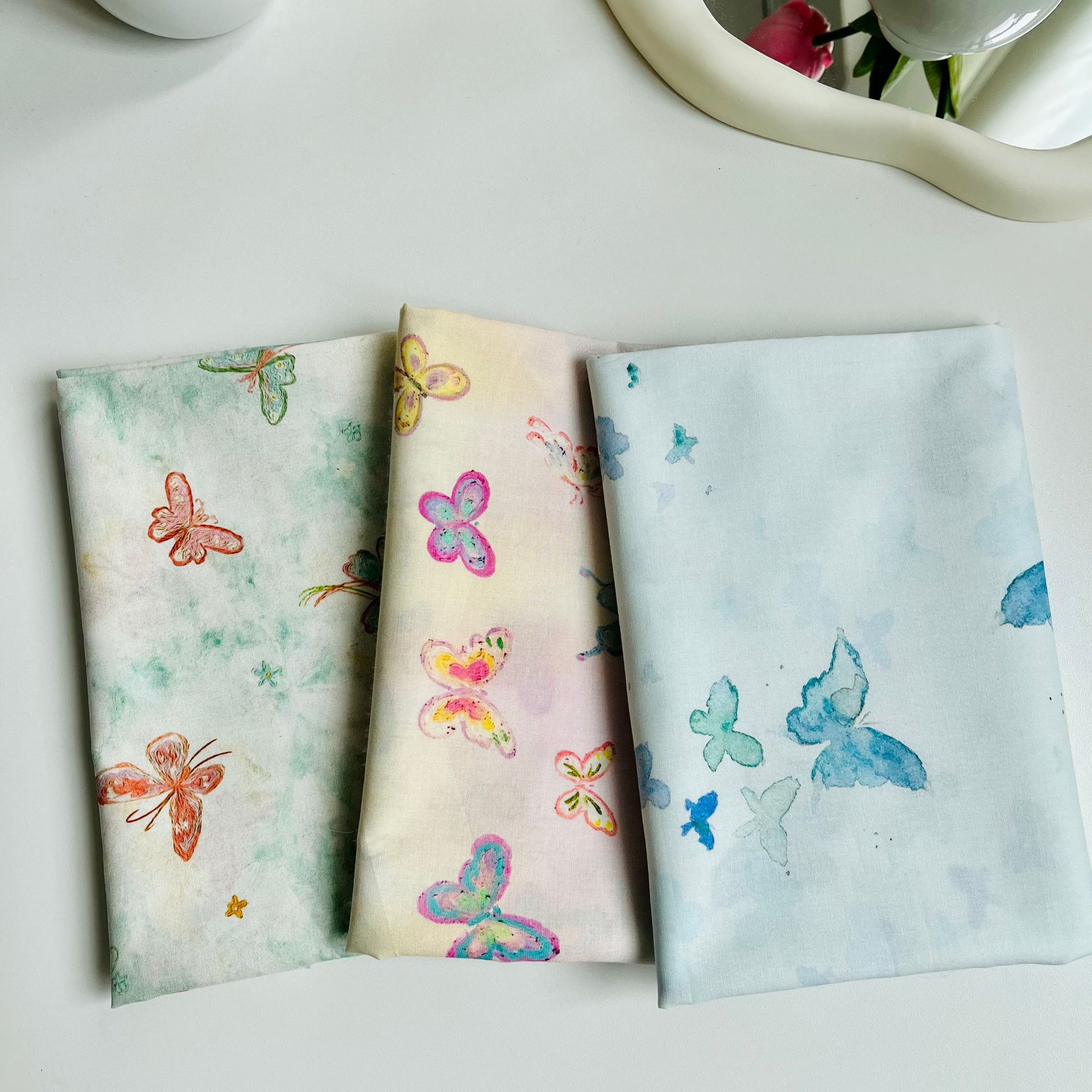 Colorful Butterfly Cotton 60S Poplin 1.5m Width 1.0m Price Cheongsam Dress Shirt Fabric