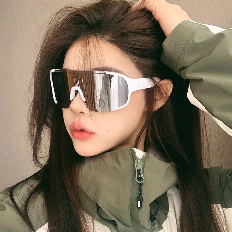 European and American Outdoor Sports Cycling Silver Glasses Mountaineering Night Riding Sunglasses One-Piece Goggles Windproof Sunglasses for Men and Women