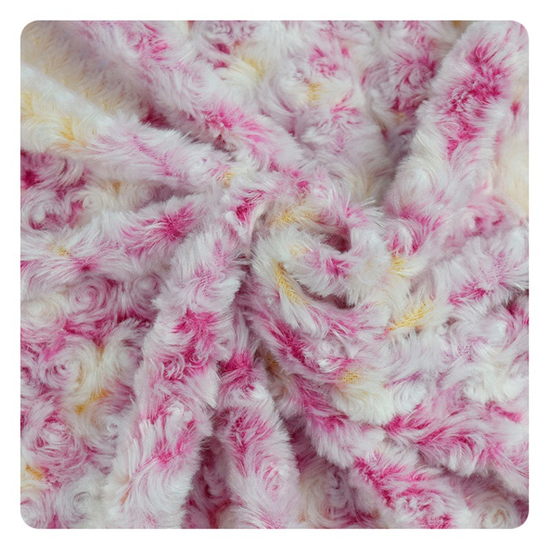 Spot Tie-Dye Rose Velvet Fabric Gradient Pv Velvet Twisted Velvet Frayed Velvet Fabric Plush Toy Velvet Fabric Wholesale