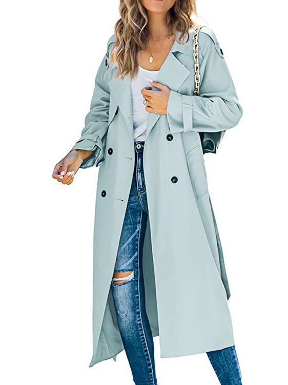Picture of 2023 European and American Amazon independent station cross-border women's winter and autumn trench coat casual solid color trench coat