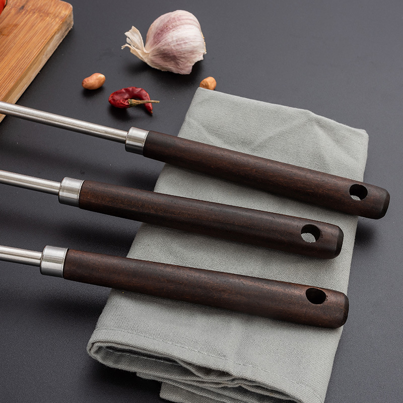 Picture of Kitchen Cooking Utensils Four-piece Set Soup Spoon Long Handle Household Stir-frying Shovel Set Wooden Handle Stainless Steel Pot