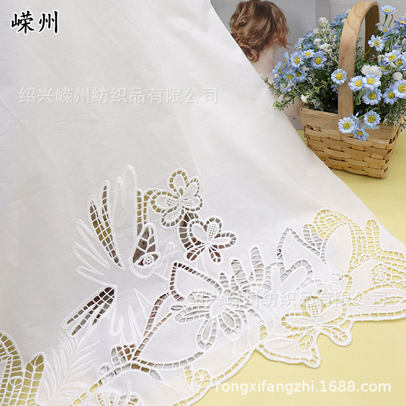 New Cotton Embroidery Women's Evening Dress Fabric Slip Slip Rope Embroidery Laser Embroidered Cloth