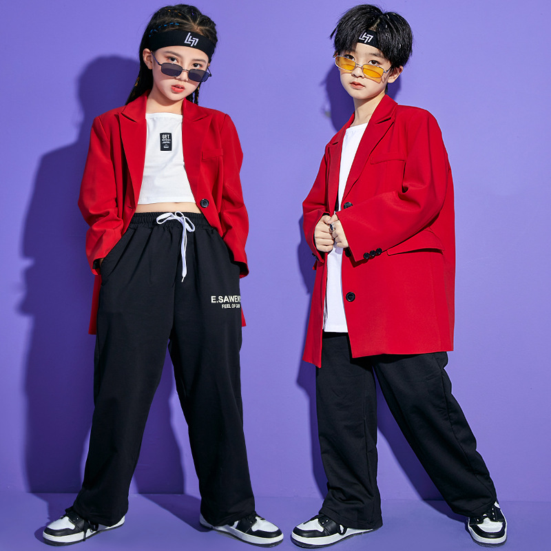 Girls Jazz Dance Clothing Handsome Suit Hip-Hop Performance Clothing Suit Children's Hip-Hop Hiphop Catwalk Stage Trend