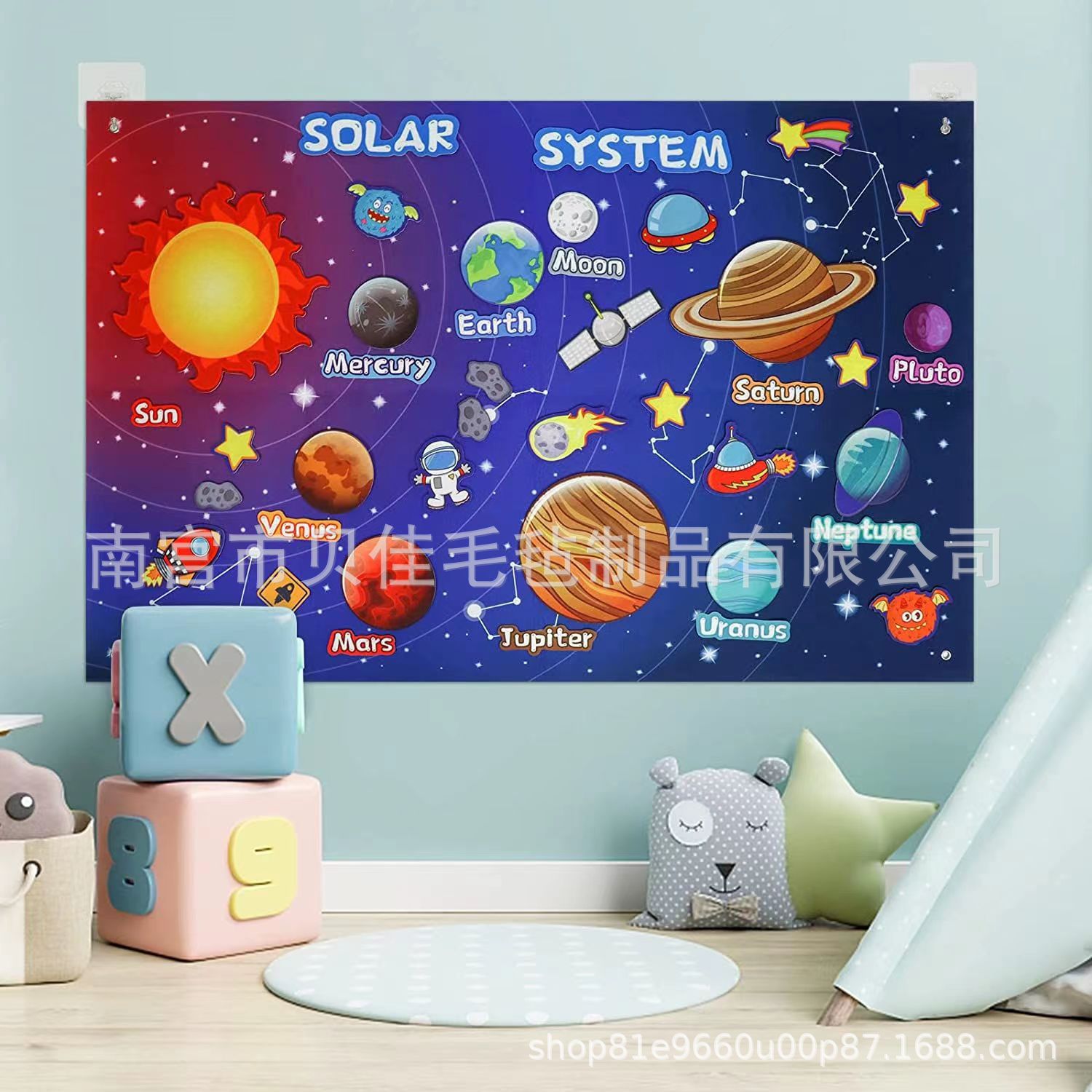 Felt Busy Board Kidsren's Handmade DIY Planet Marine Animal Space Learning Board Story Board New Early Education Board