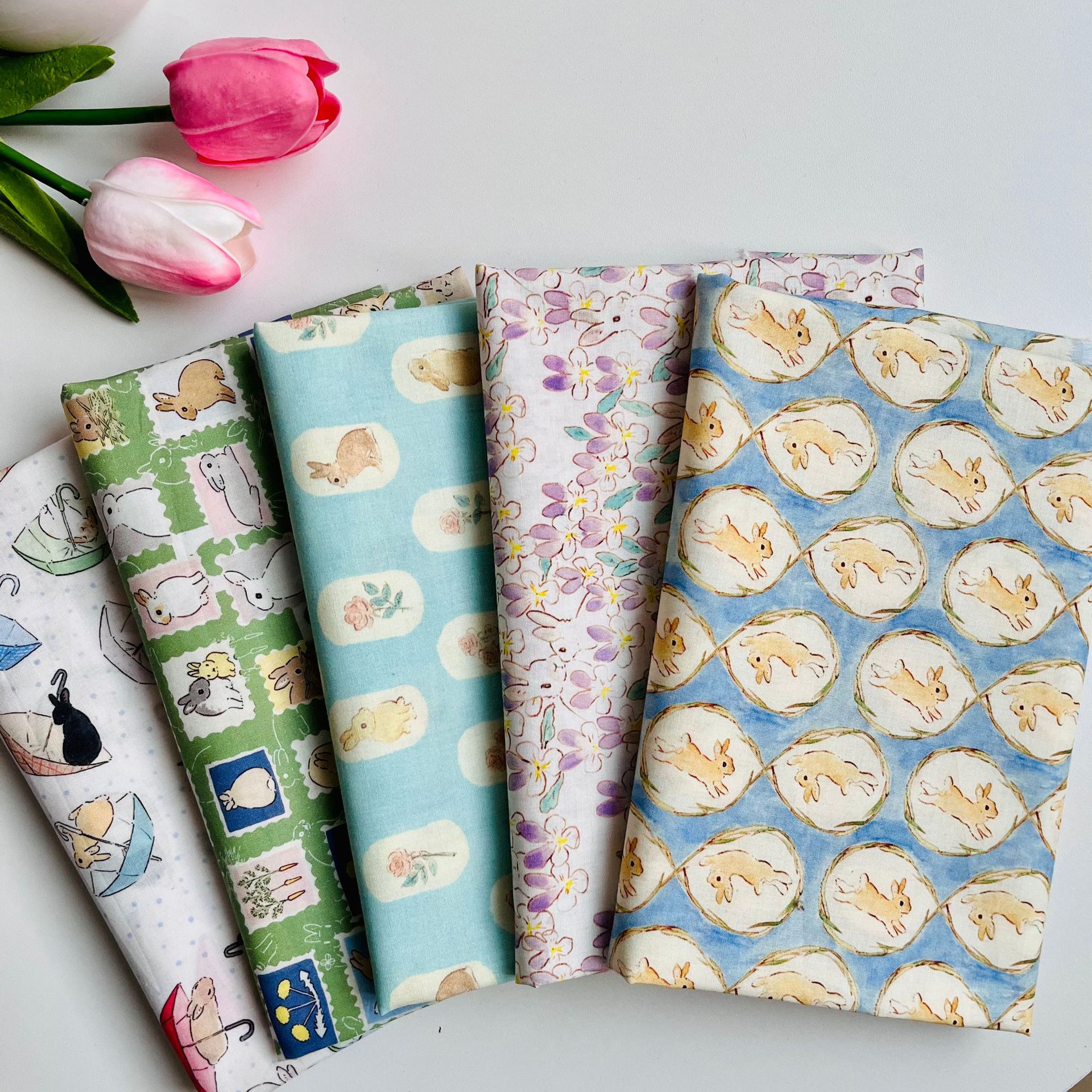 Cotton 60 digital printing fabric cartoon bunny fabric luggage home clothes dress shirt fabric
