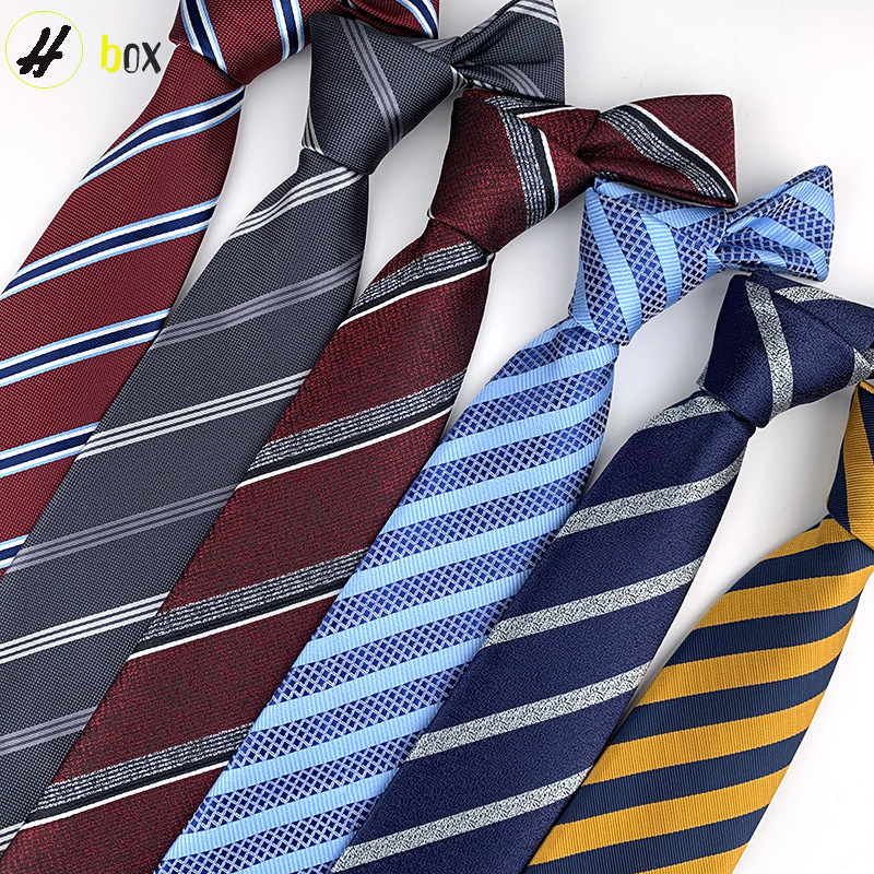 Picture of Men's Tie Jacquard Silk 8cm Hand Tie Professional Dress Interview Business Stripe Tie Men's in stock Wholesale
