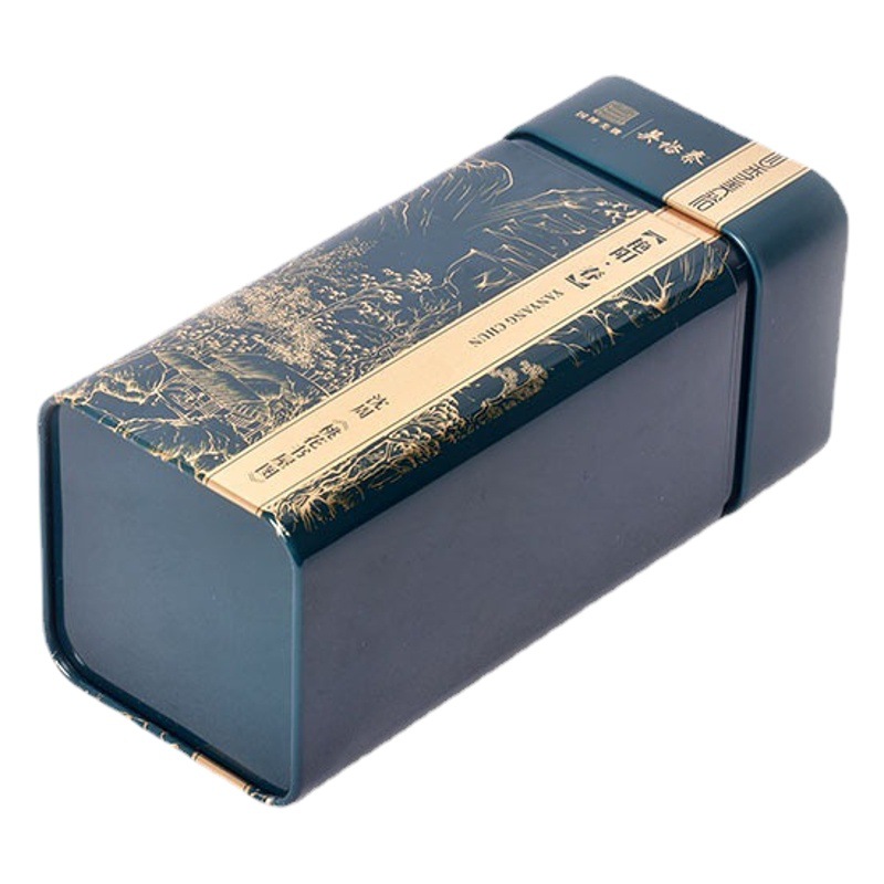 Tea Tin Box Tinplate Tin Can Hardware Can 100g Vertical Square Long Yunnan Red Iron Metal Sealed Can