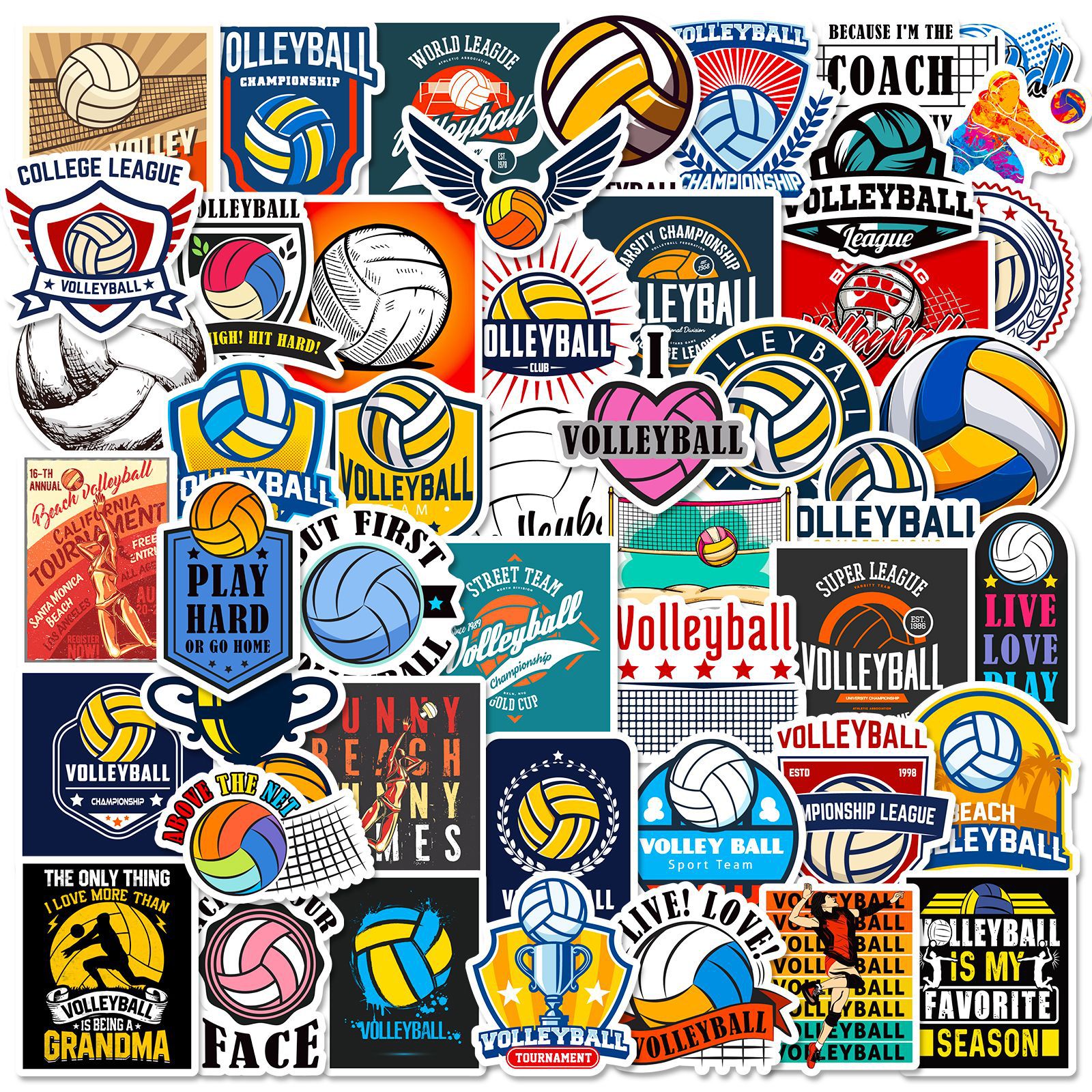 50 Volleyball Mix and Match Stickers Volle Ball Volleyball Sports Graffiti Stickers Car Luggage Waterproof Stickers