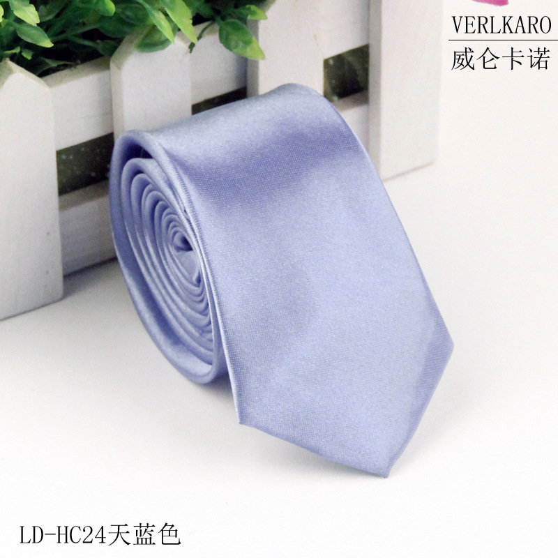 Picture of Leisure students 5cm solid color narrow version ins polyester silk business men's multi-color optional tie manufacturers in stock wholesale