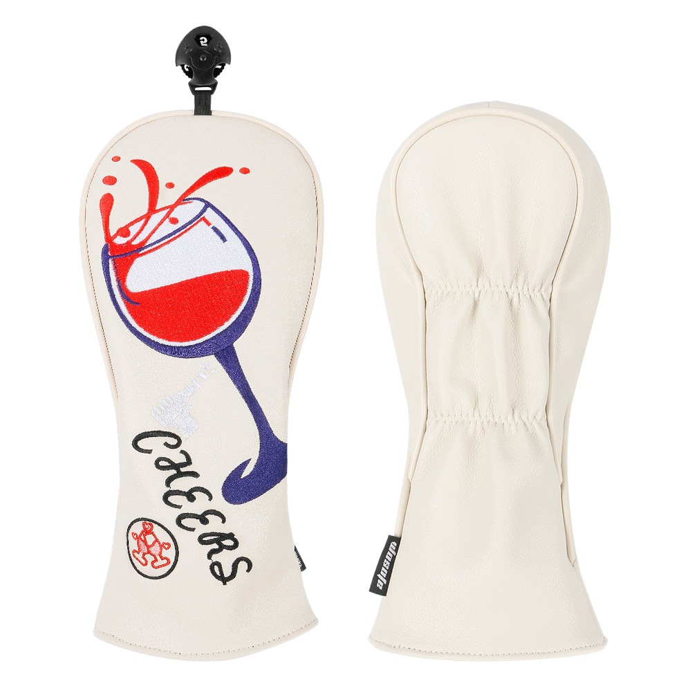 New golf wooden club cover club cap cover exquisite wine glass embroidery protective cover cross-border hot club head protective cover