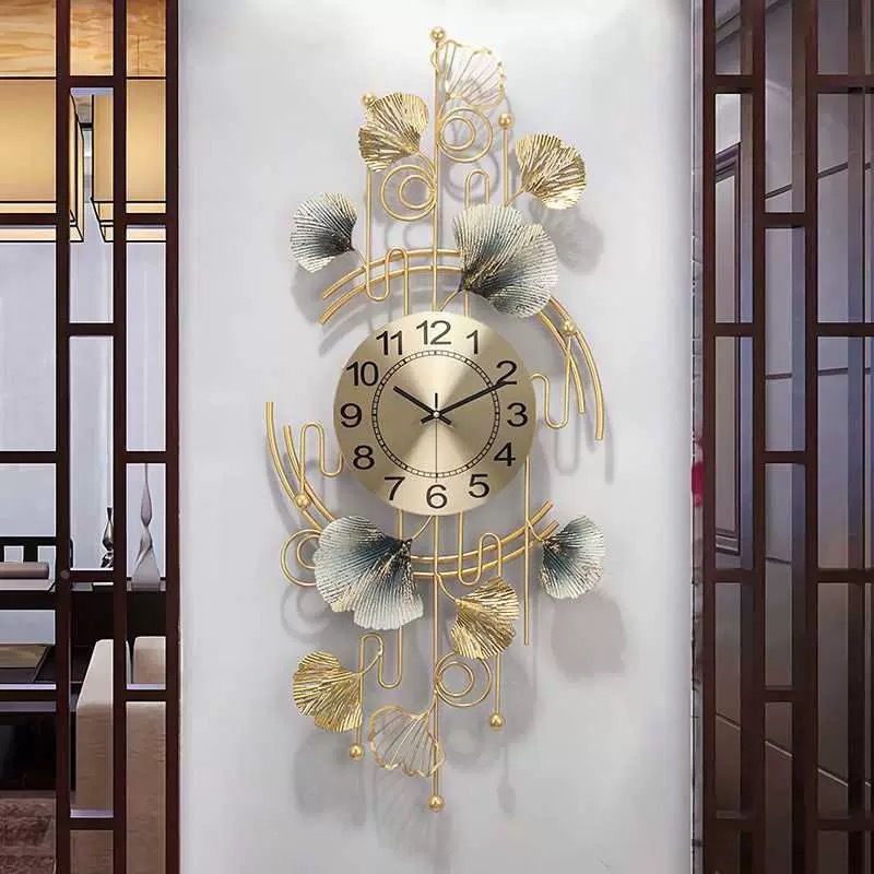 Picture of Dual-use Creative Clock and Clock Living Room Dining Room Clock Light Luxury Wall Clock Wall Clock Decorative Ginkgo Leaf Art Large Wall Watch