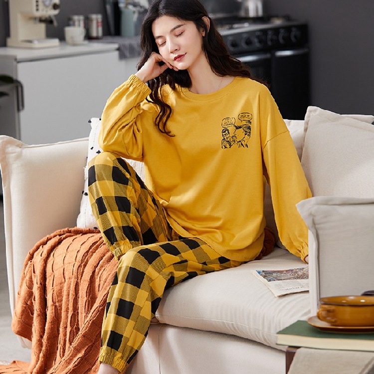 Indonesia Cross-border Foreign Trade Long Sleeve Pants Pajamas Women's Round Neck Loose Stall Running Milk Silk Home Suit
