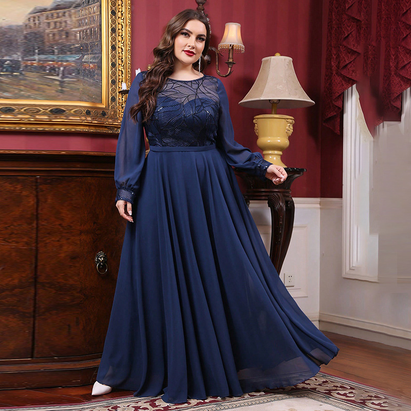 Banquet Evening Dress Long Style Celebrity New Elegant Plus Size Graduation Host Lace Dress