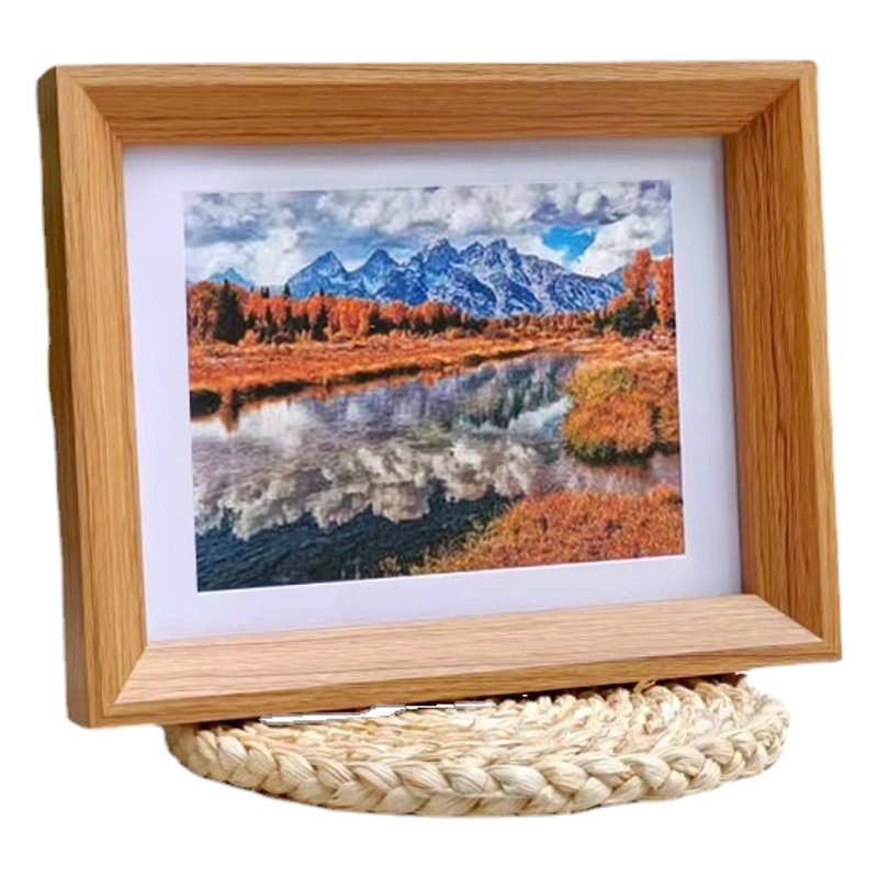 Wholesale Creative Wooden Photo Frame Display Stand, Punch-Free Double-Sided Transparent Glass DIY Wooden Vintage Picture Frame
