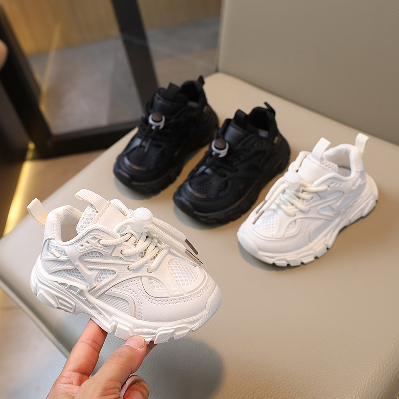 Children's running shoes boys' daddy shoes double mesh sneaker breathable white shoes casual shoes 2023 Autumn New