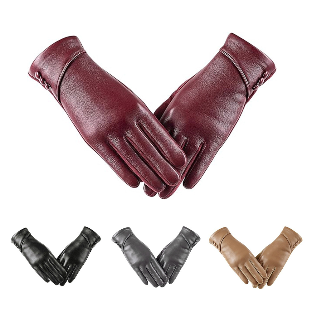 Fashion Leather Gloves AB Women's Winter Warm Gloves Fashion New Foreign Trade Hot Selling Touch Screen Gloves Wholesale