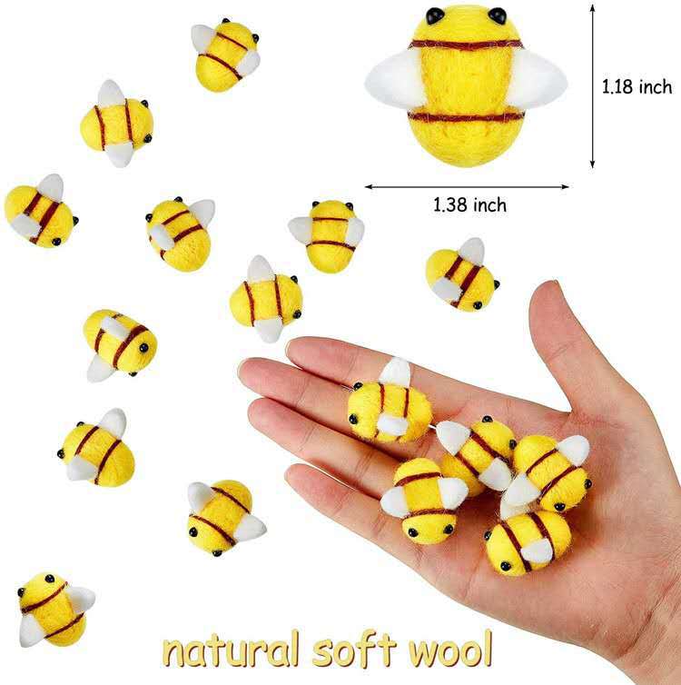 Picture of Cross-border wool felt Bee finished clothes hat headband decoration accessories wool felt pokes small animals