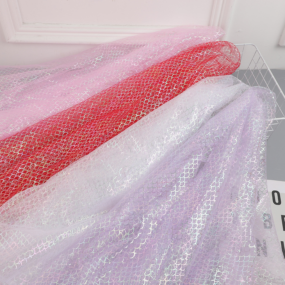 Magic Color Fish Scale Mesh Fabric Clothing dress Tutu Skirt Decoration Hair Accessories Accessories Mesh Fabric