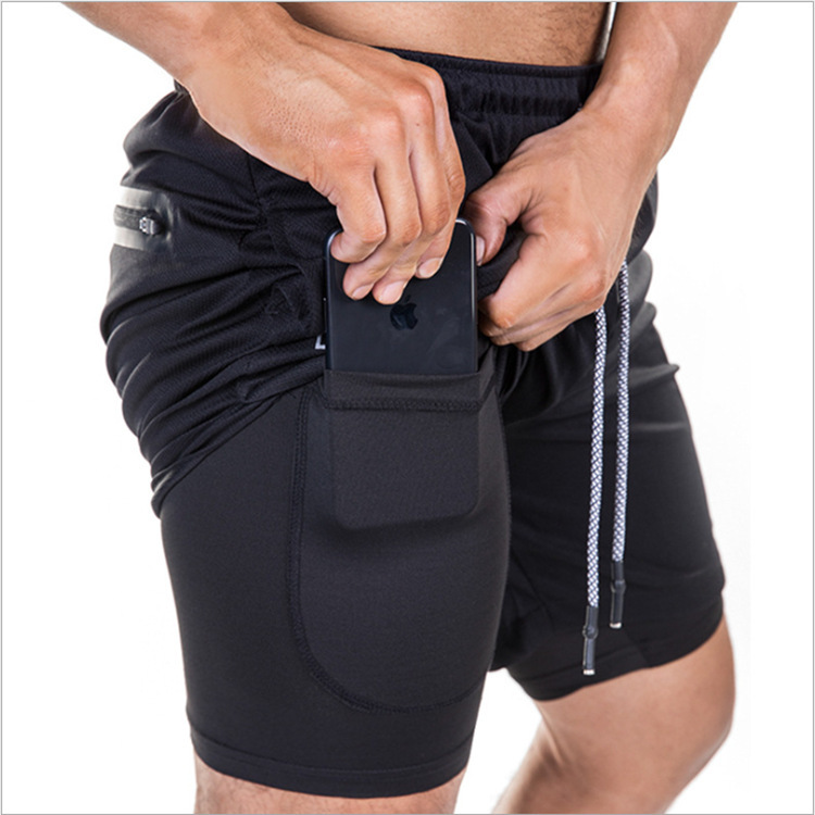 Picture of Cross-Border Summer Men's Sports Fitness Double-Layer Tight-Fitting Quick-Drying Shorts Mesh Five-Point Shorts Sports Pants Breathable and Lightweight