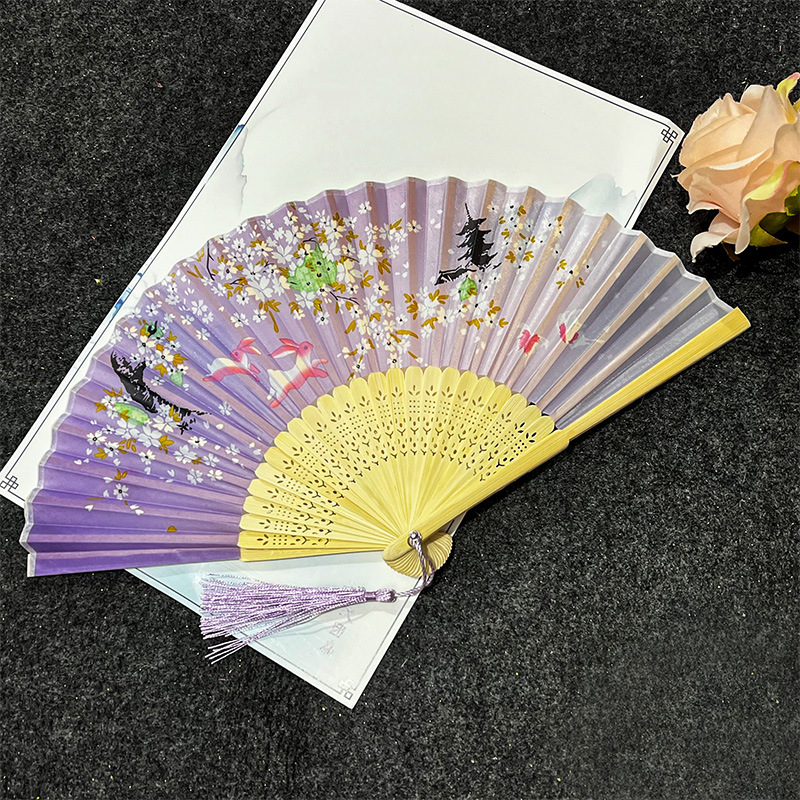 Picture of Folding Fan Bamboo Ancient Fan Student Girl Chinese Style Small Fan Scenic Spot Export Wholesale Retail Gift Decorative Fan