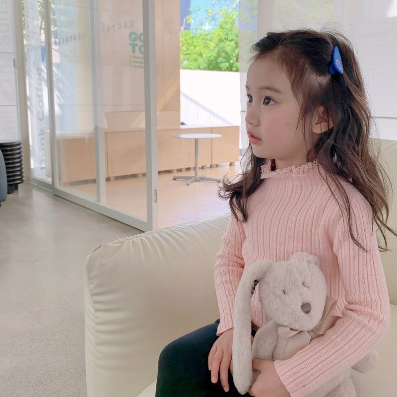 Picture of [in stock] Half-high collar girls' base sweater 2025 autumn and winter new foreign-style wooden ear sweater children
