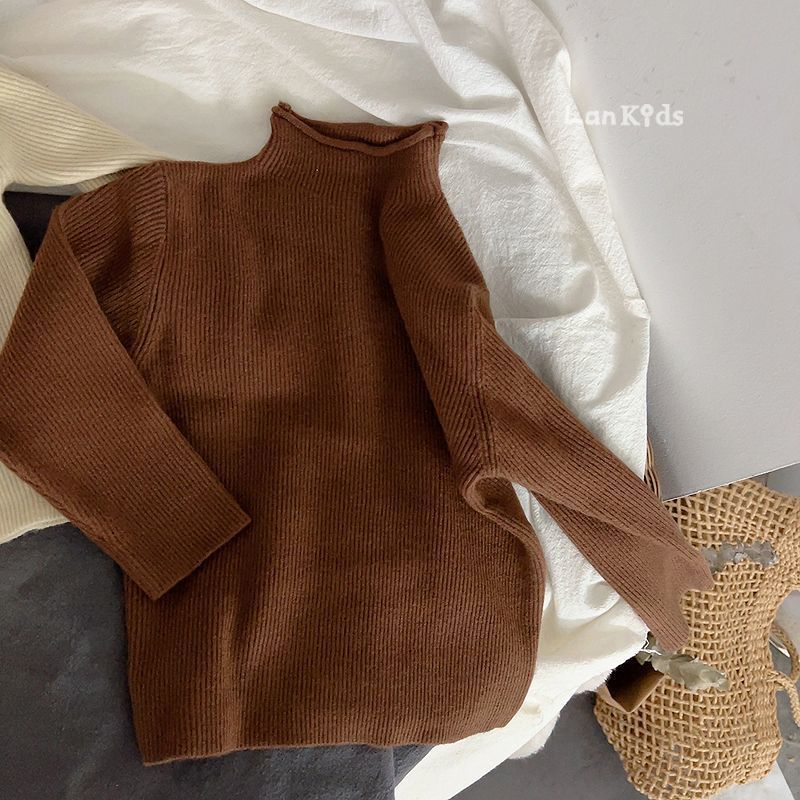 Picture of in stock Soft Waxy Self-made Children's Knitwear Base Long-sleeved Sweater for Boys and Girls Half-high Neck Autumn and Winter Korean Style Middle and Big Children