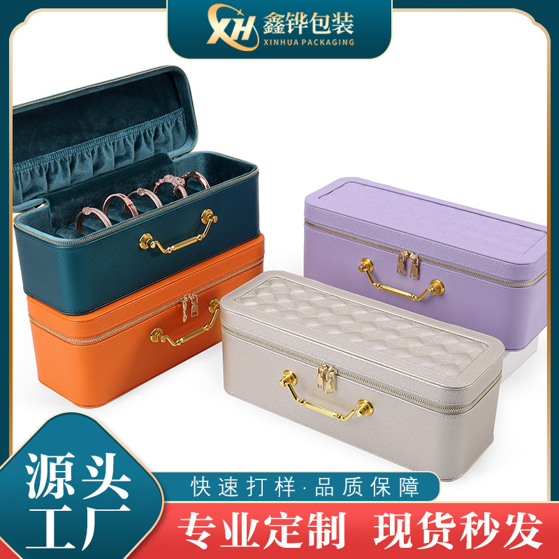 Jewelry zipper suitcase portable jewelry box bracelet box storage box 15 large capacity jade bracelet box
