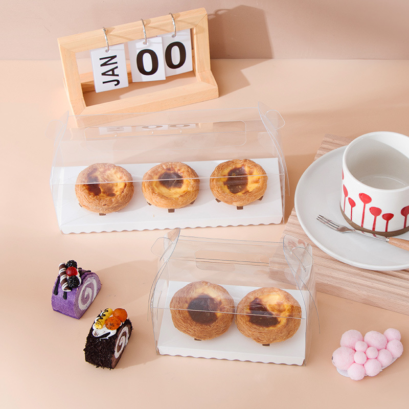 Picture of PET portable western point box 1/2/3 mousse cake box baking packaging moffin box transparent cupcake box