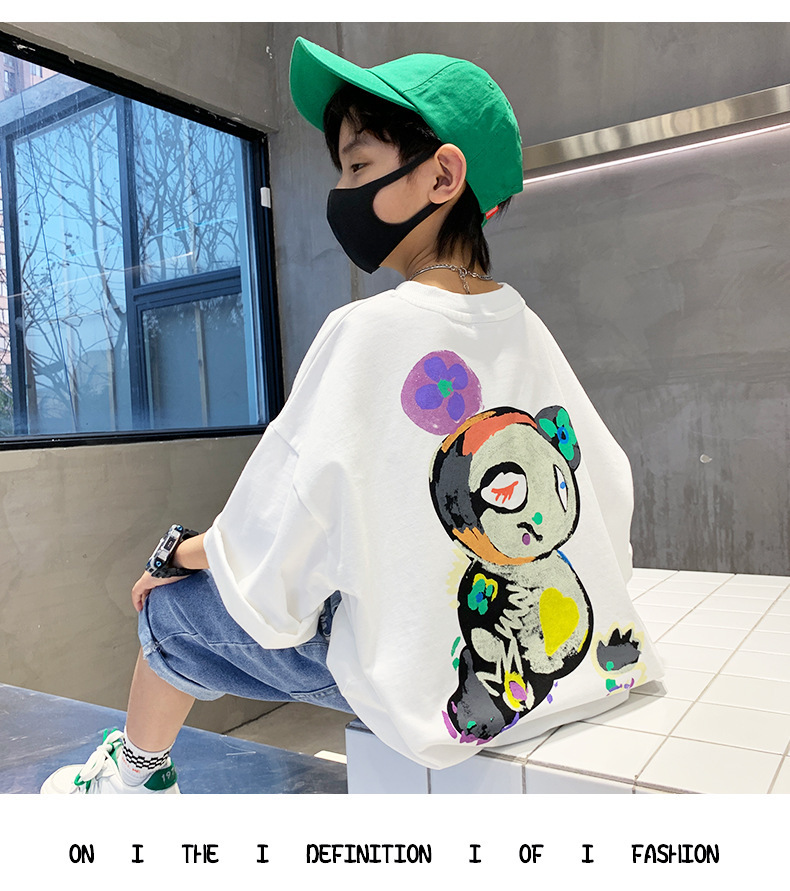 Picture of Boys' Short-Sleeved T-Shirt Summer New Korean Style Medium and Large Kidsren's Boys' Summer Clothes Kidsren's Half-Sleeved Loose Tops Trendy