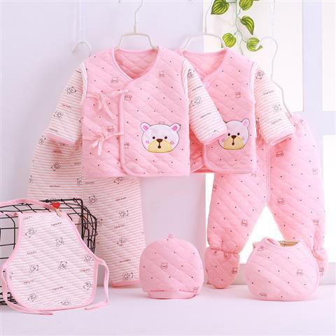 2025 Newborn Baby Quilted Warm Cotton Clothes Newborn Embroidered Seven-Piece Gift Box Thickeneded Set Supplies
