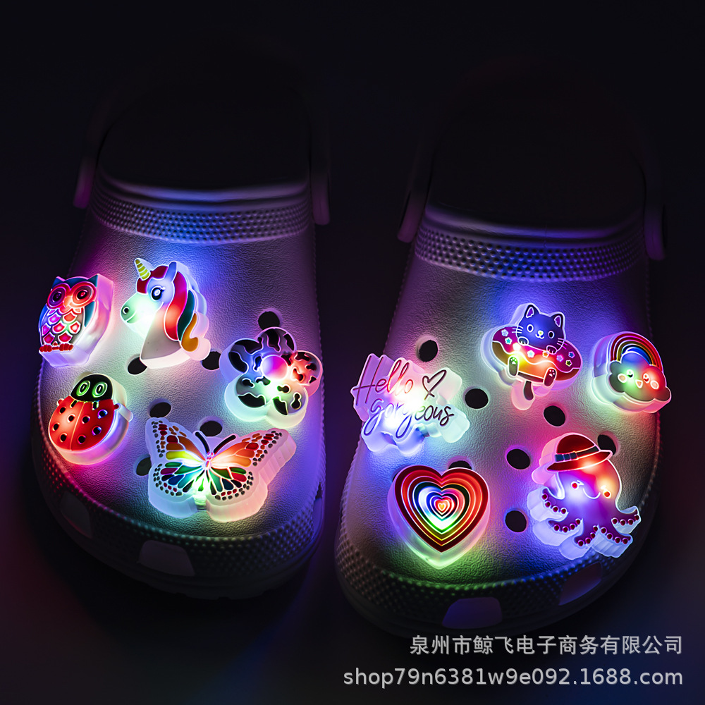New Hole Shoes Flower Shoes Accessories Personalized LED Flashing Light Shoes Buckle Cute Cartoon Garden Shoes Diy Accessories Hole Shoes Light