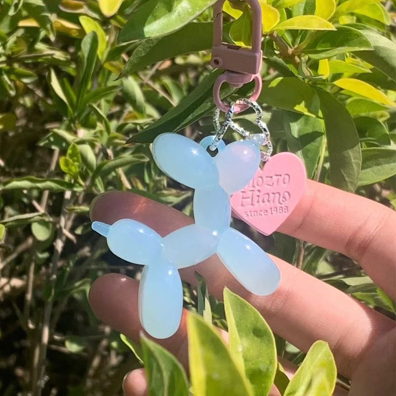 Heart-Shaped Jelly Balloon Dog Fresh Style Car Keychain Bag Pendant Creative Puppy Decoration Heart Keychain