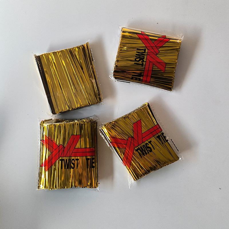 Golden Tie Tie Metal Wire Bread Bag Tie-mouth Packaging Gift Bag Golden Candy Bag Sealing Tie