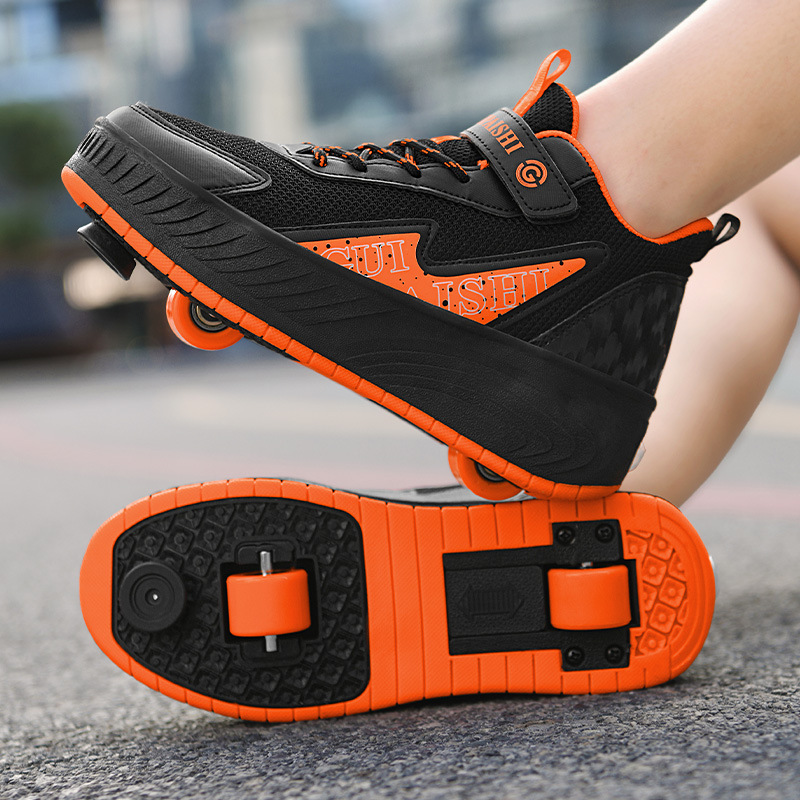 New Upgraded Lobby Shoes with Brakes Boys' Lobby Shoes Girls' Children's Slide Wheel Four-wheel Double Wheel with Wheels